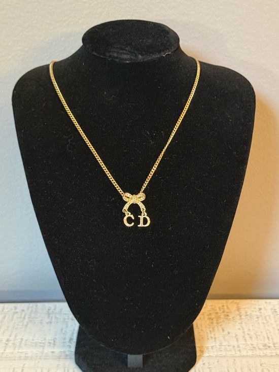 Dior Jewelry - Dior Gold Bow Pendant Necklace with CD Letters